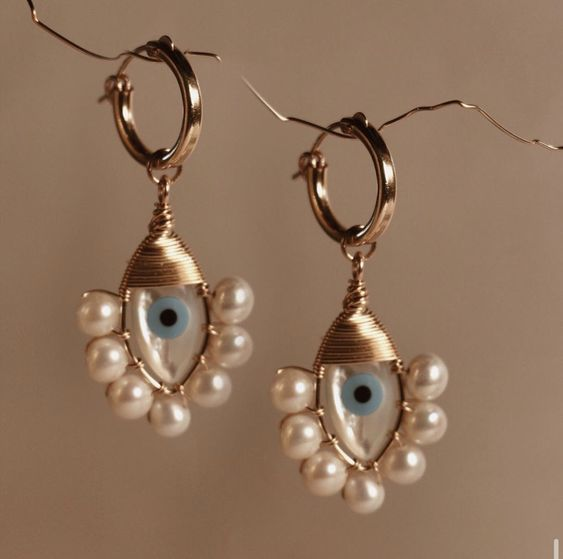 Boucles d'oreilles vintage en perles de Nazar