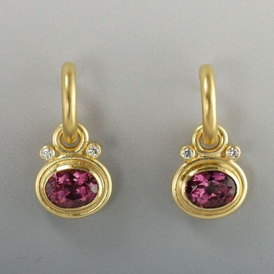 Boucles d'oreilles vintage en grenat et zirconium