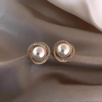 Boucles d'oreilles élégantes en perles de zirconium