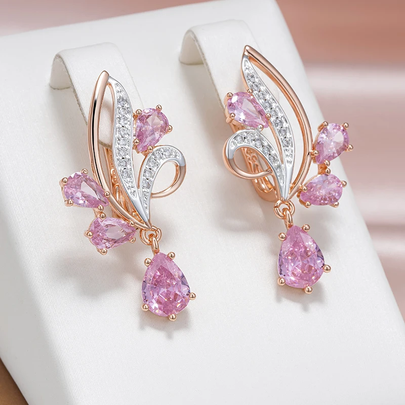 Boucles d'oreilles élégantes en cristal rose