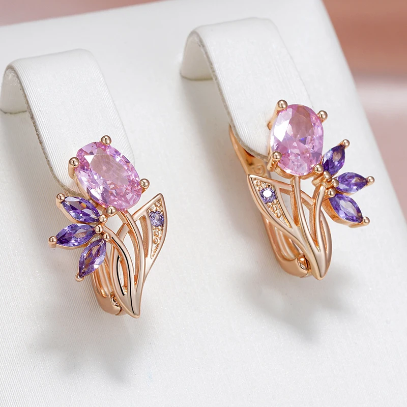 Boucles d'oreilles élégantes en cristal rosé