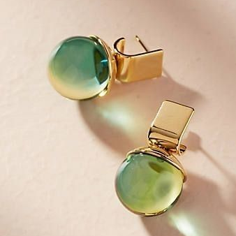 Boucles d'oreilles en cristal vert doré