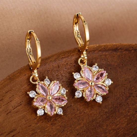 Boucles d'oreilles élégantes en cristal marguerite