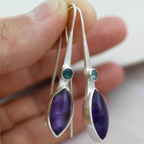 Boucles d'oreilles mauves en argent