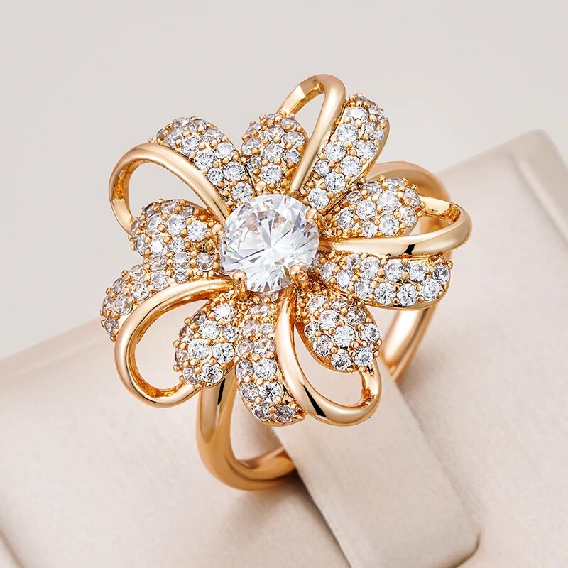 Élégante bague marguerite brillante