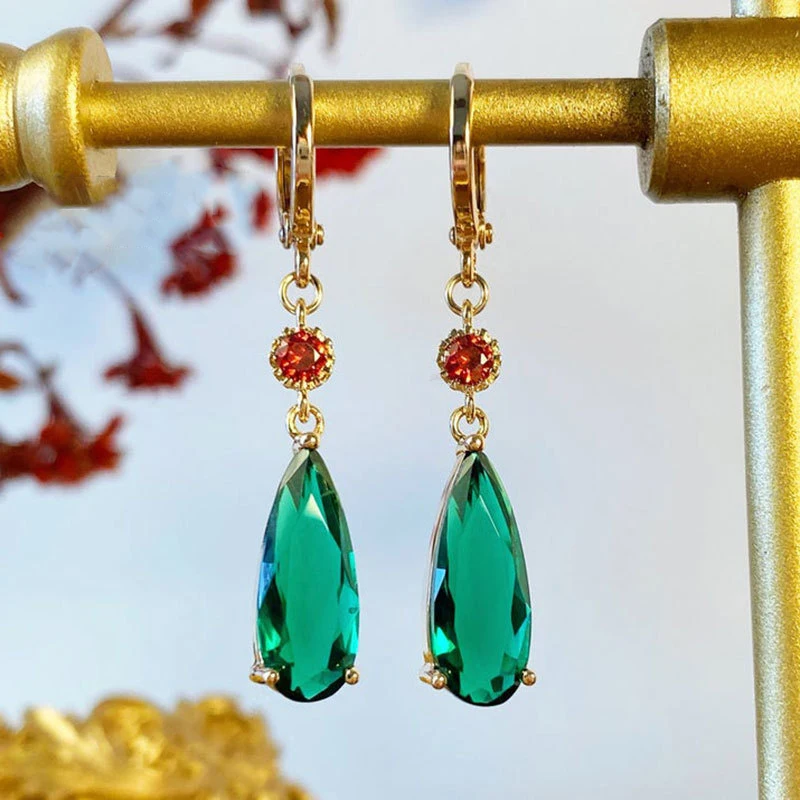 Boucles d'oreilles pendantes en cristal turquoise