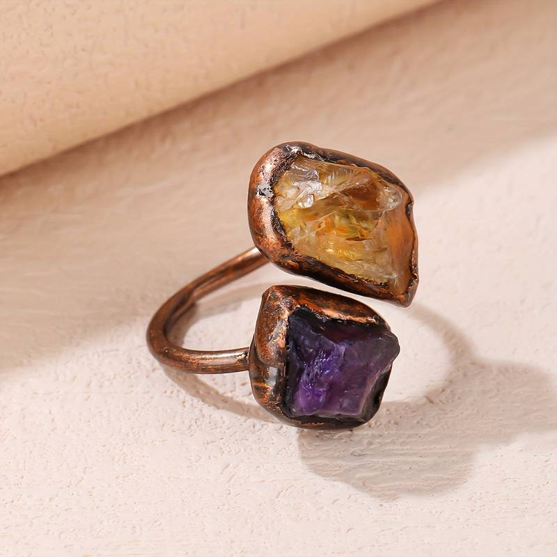Bague vintage en pierre naturelle incrustée – Paradise Designs