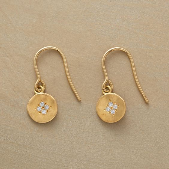 Boucles d'oreilles vintage en zirconium arrondi doré