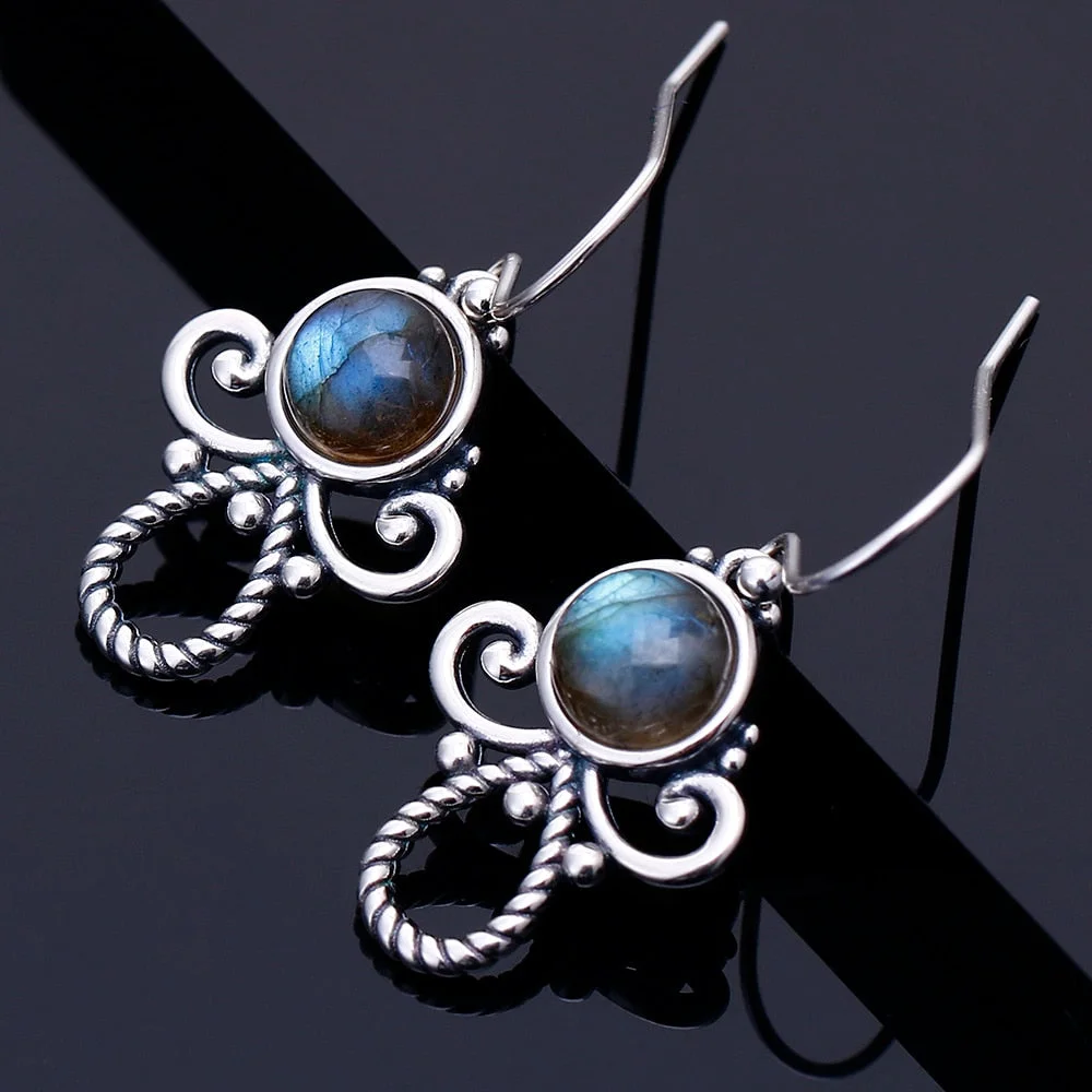 Boucles d'oreilles vintage en pierre bleu marine