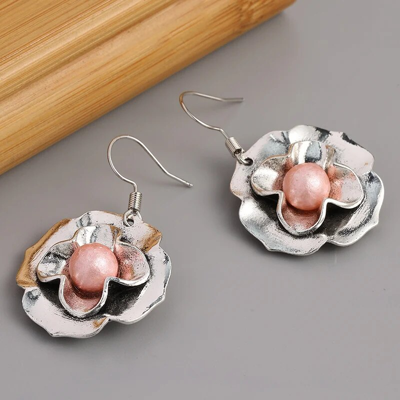 Boucles d'oreilles Vintage Rose Pearl Blossom