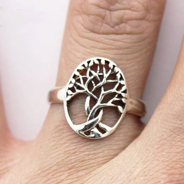 Bague d'arbre vintage en argent