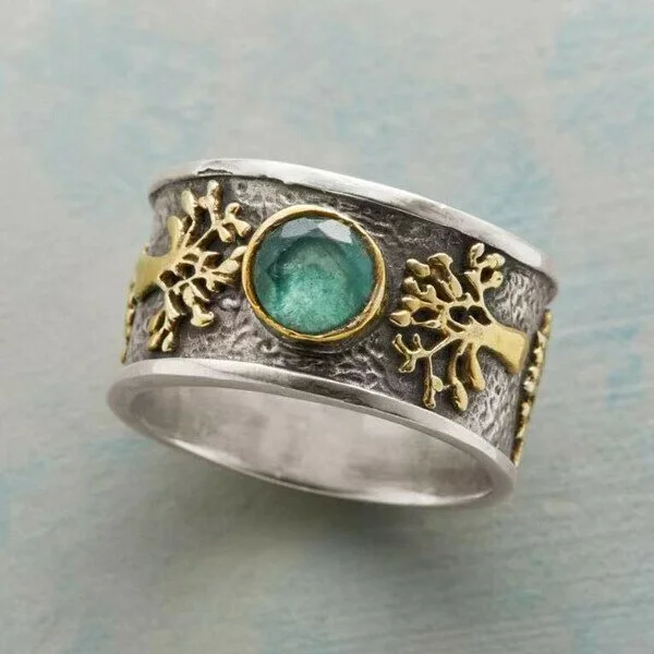 Bague vintage à pierres incrustées de turquoise