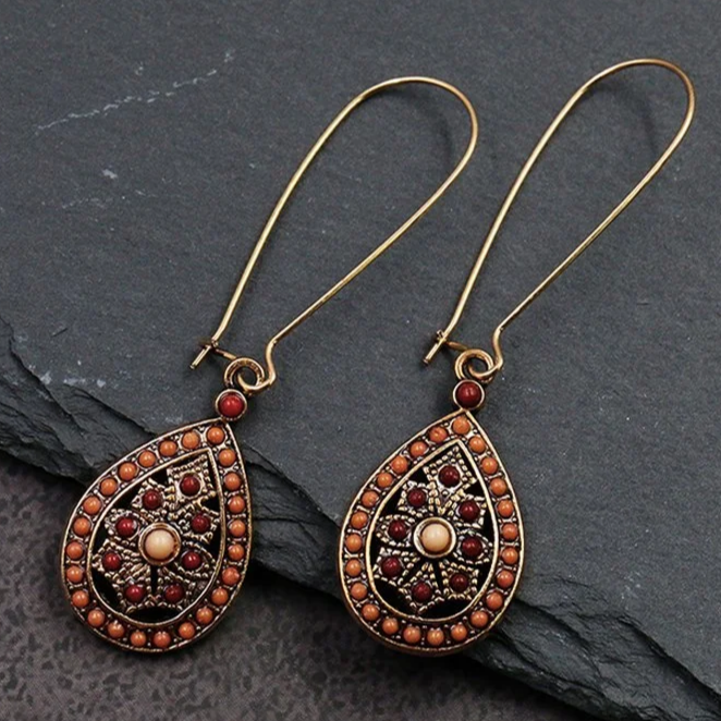 Boucles d'oreilles pendantes vintage Mandala