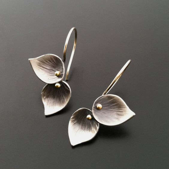 Boucles d'oreilles feuilles en argent