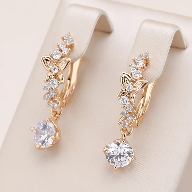 Boucles d'oreilles Pendants Papillon avec Zirconia en or