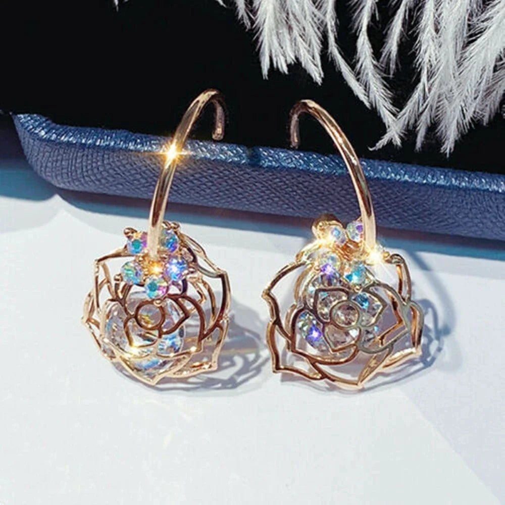 Boucles d'oreilles Sphériques Brillantes en Or et Argent