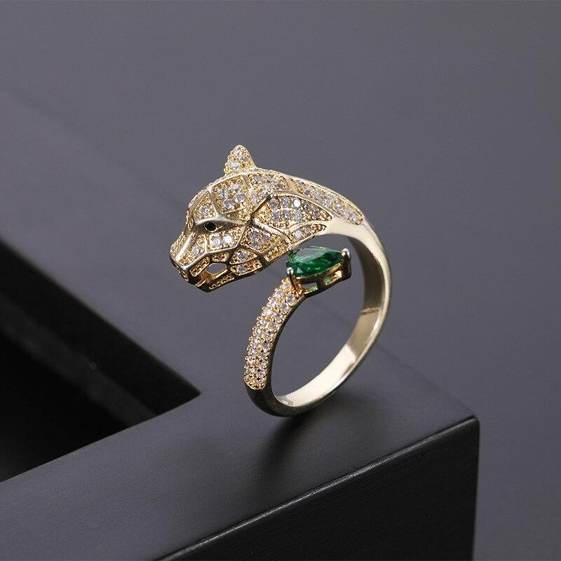 Bague Léopard Réglable avec Finition Pleine Zircone