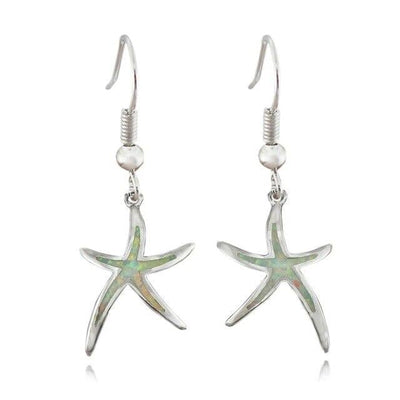 Boucles d'Oreilles Étoile de Mer en Opale et Argent