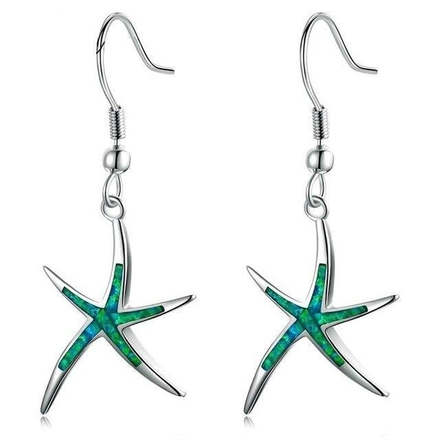 Boucles d'Oreilles Étoile de Mer en Opale et Argent