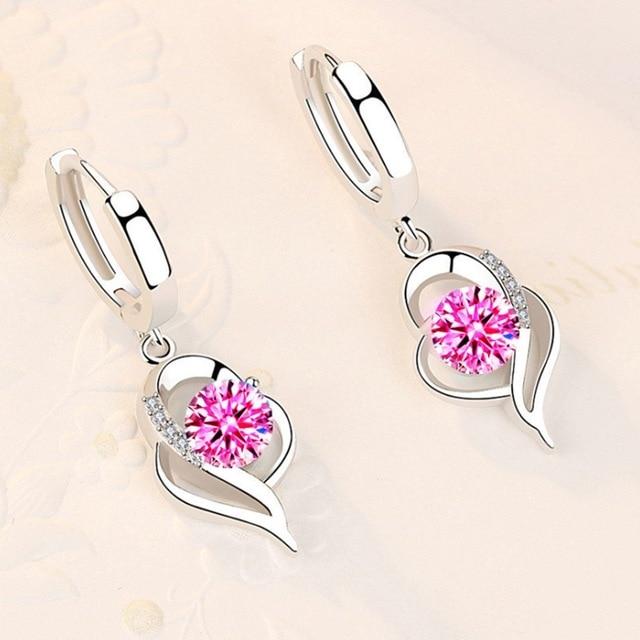 Boucles d'Oreilles Fleuri en Zircons et Argent