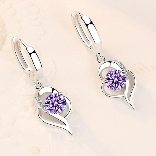 Boucles d'Oreilles Fleuri en Zircons et Argent