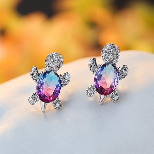Boucles D'oreilles Dormeuses Cristal 8 Mm Multicolore - Atelier Lunaire